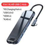 Adaptador USB Tipo C HUB para HDMI RJ45 USB 3.0