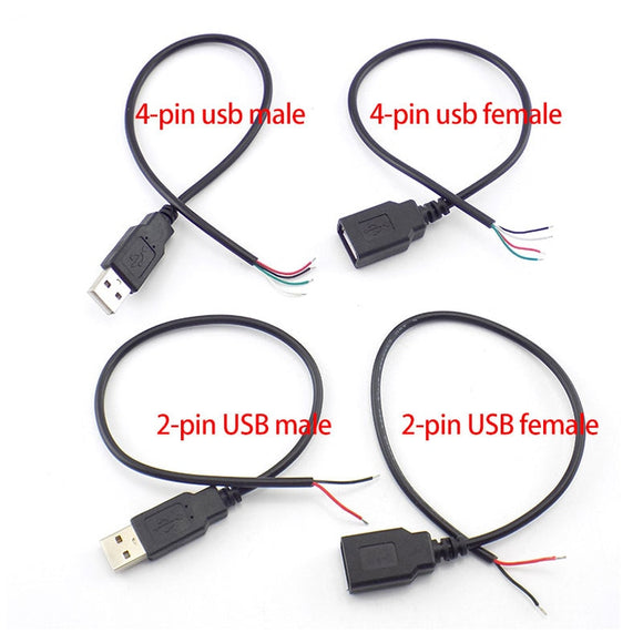 Conectores USB 0.3m/1m/2m para Fontes de Energia